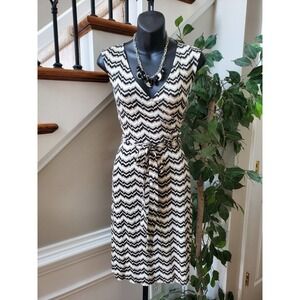 LOFT Womens Multicolor Chevron Rayon Sleeveless V-Neck Knee Length Dress Size 0P